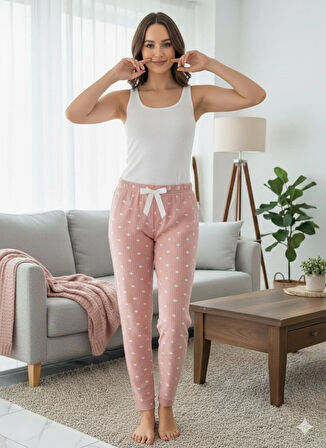 KADIN PEMBE POLAR PİJAMA ALTI