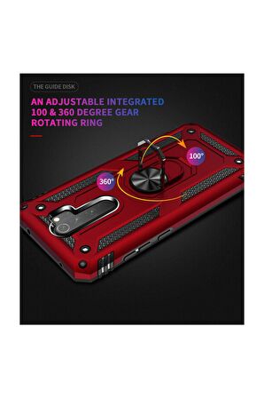 Redmi Note 8 Pro Yüzüklü Standlı Armor Mıknatıslı Zırh Kılıf