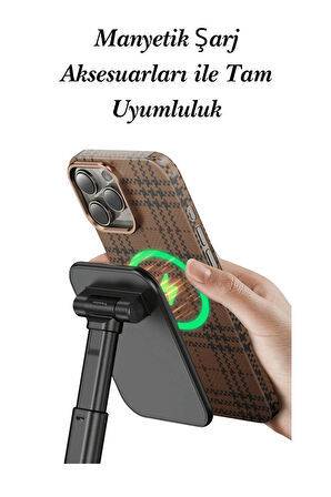 Fuchsia iPhone 15 Pro Max Uyumlu Scots Manyetik Şarj Destekli Çöl Titanyum Kılıf