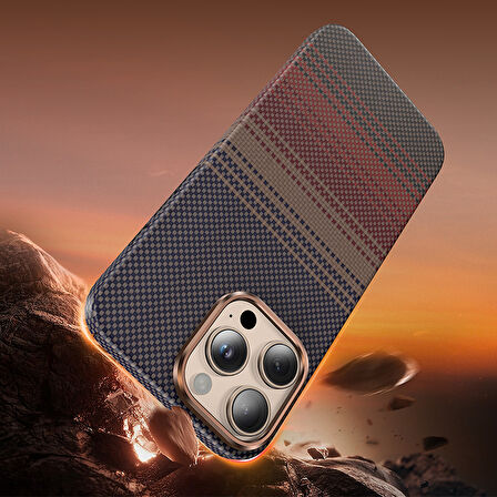 Fuchsia iPhone 16 Pro Max Kevlar Manyetik Şarj Uyumlu Kılıf