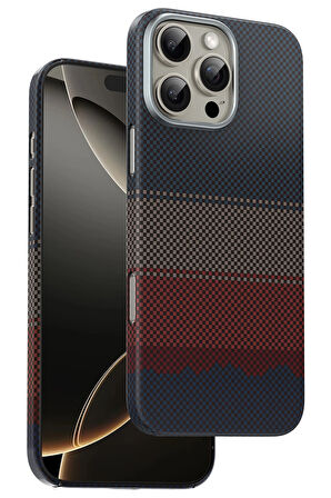 Fuchsia iPhone 16 Pro Max Kevlar Manyetik Şarj Uyumlu Kılıf