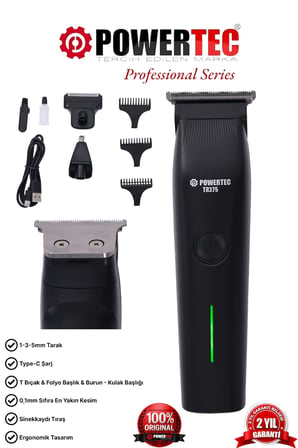 TR-375 (3in1) Günlük Erkek Tıraş Bakım Seti (3 Başlıklı ve Ek Başlık Hediyeli)