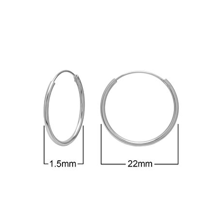Taşsız Gümüş Altın Kaplama 21.00 mm Şarnel Halka Küpe