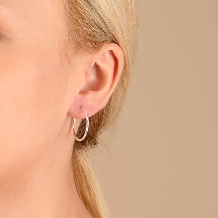 Taşsız Gümüş Altın Kaplama 21.00 mm Şarnel Halka Küpe