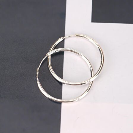 Taşsız Gümüş Altın Kaplama 21.00 mm Şarnel Halka Küpe