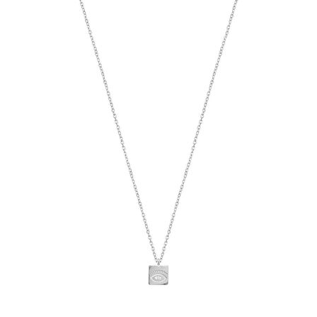 Zirkon Taşlı Pırlanta Montür Göz Desenli Gümüş Kaplama Gümüş Kolye