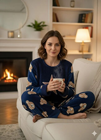 KADIN KIŞLIK POLAR PİJAMA TAKIMI