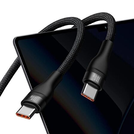 Baseus 1.5Metre 100W Mega Hızlı Type To 2x Type C Şarj ve Data Kablosu, Kopmaz Yıpranmaz Type C Kablo