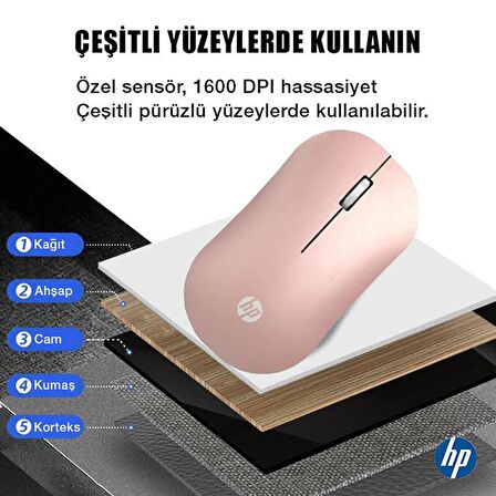 Hp DM10 2,4Ghz Bluetooth Wireless Kablosuz Sessiz Mouse Pembe