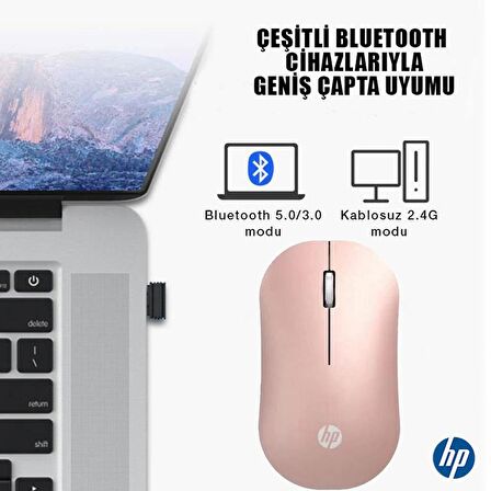 Hp DM10 2,4Ghz Bluetooth Wireless Kablosuz Sessiz Mouse Pembe