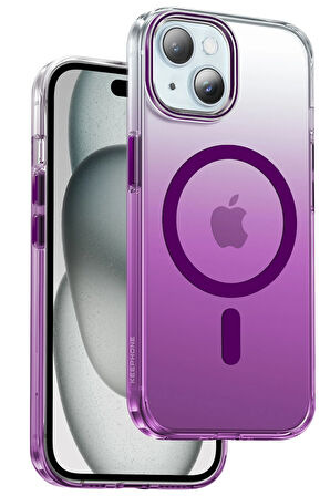 Fuchsia iPhone 15 Aurora Manyetik Şarj Uyumlu Kılıf
