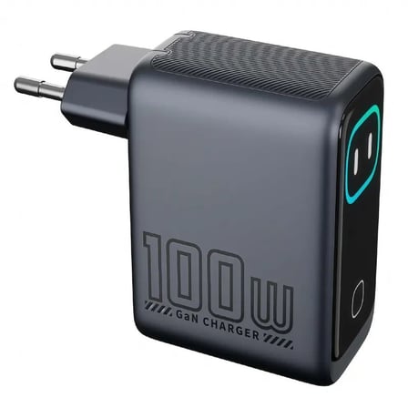 Gan Power GN-03 100W 3 Portlu GaN Hızlı Şarj Cihazı + 60W Hızlı Şarj Kablosu Hediyeli - TFT Akıllı Renkli Ekran, Bot İfadesi Animasyonlu Adaptör