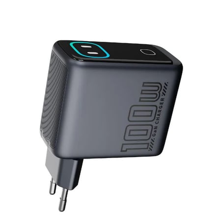 Gan Power GN-03 100W 3 Portlu GaN Hızlı Şarj Cihazı + 60W Hızlı Şarj Kablosu Hediyeli - TFT Akıllı Renkli Ekran, Bot İfadesi Animasyonlu Adaptör