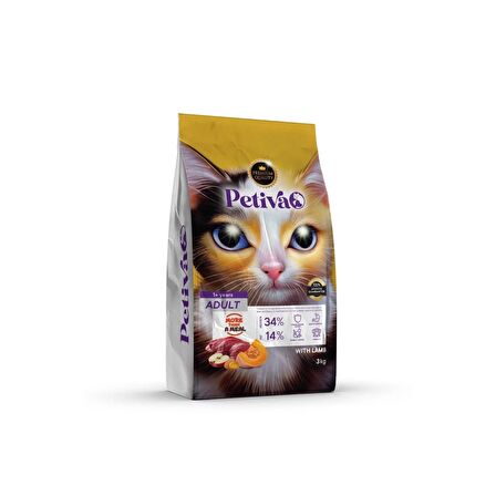 Petiva Yetişkin Kuzulu Kedi Maması 3 Kg