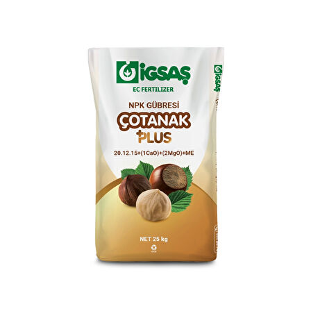 İgsaş Çotanak Plus 20 12 15+ (1CaO)+(2MgO)+ME NPK Gübre 25 Kg