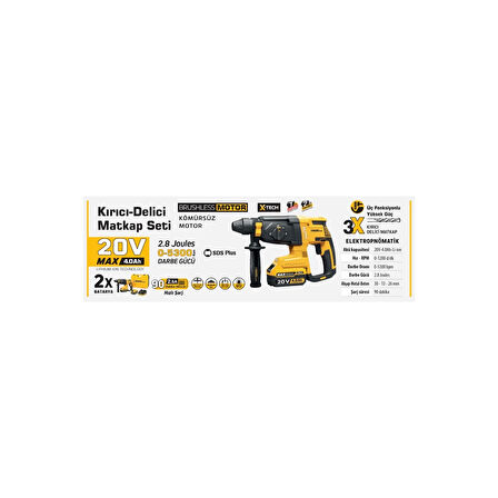 Sgs 5521 Şarjlı Kırıcı Delici Matkap Seti 20 Volt 4 Ah Kömürsüz Motor