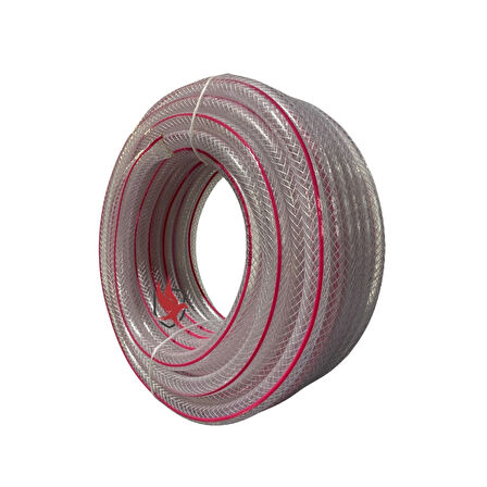 Boryap 1/2 Örgülü Şeffaf Silikon Bahçe Sulama Hortum 100 Mt