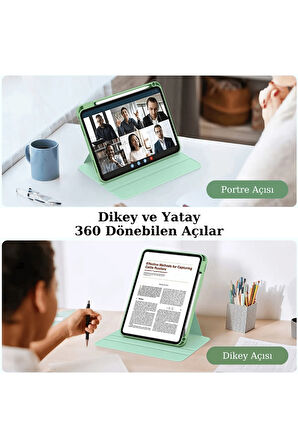 iPad Air 13 2025 M3 Çip Uyumlu 360° Dönebilen Yatay Dikey Standlı Fuchsia Pino Tablet Kılıfı