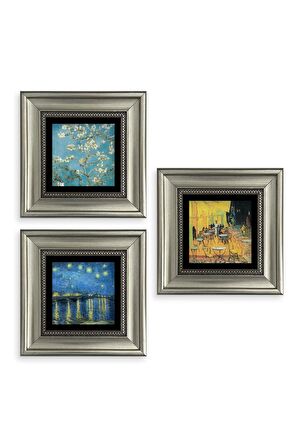 Van Gogh 3 lü Set Çerçeveli Taş Tablo