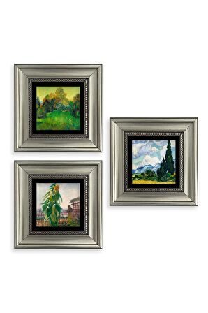 Doğa 3 lü Set Çerçeveli Taş Tablo