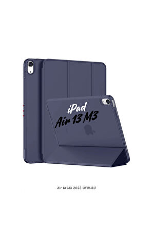 iPad Air 13 2025 M3 Çip Uyumlu Standlı Katlanabilir Fuchsia Smart Cover Tablet Kılıfı