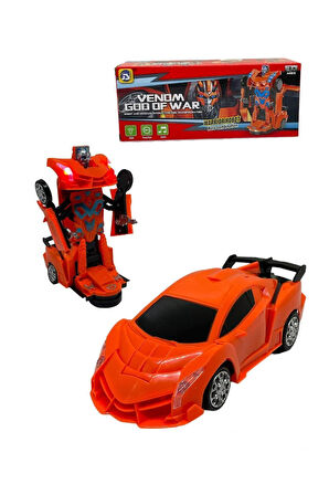 Transformers Arabası Turuncu Işıklı Sesli Kendinden Robota Dönüşebilen Çarp Dön Araba 25 cm