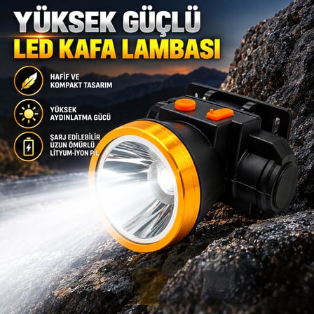 Gold Kama GK-985 Şarj Edilebilir 30W Yüksek Güçlü LED Kafa Lambası – Uzun Menzilli, Güçlü Aydınlatma ve Uzun Süreli Kullanım