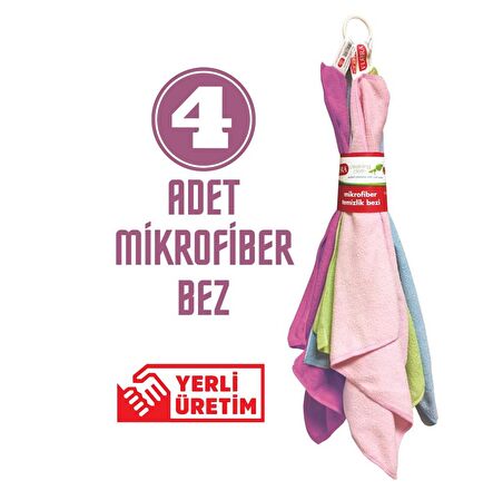 FLORA 4'LÜ MİKROFİBER TEMİZLİK BEZİ 33CMx33CM F222