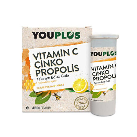 Youplus Vitamin C Çinko Propolis 20 Efervesan Tablet-SKT:10/2025