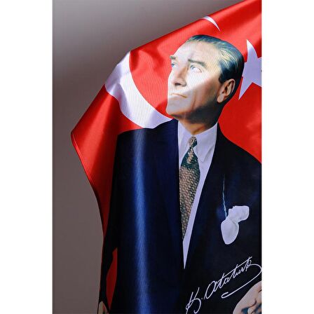 Atatürk Baskılı Türk Bayrağı Raşel Kumaş Dijital Baskı