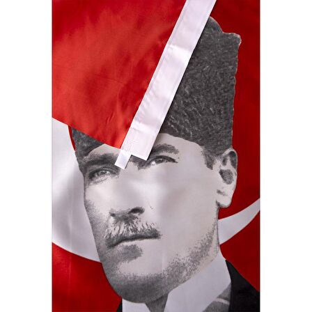 K.Atatürk İmzalı Türk Bayrağı Saten Kumaş Dijital Baskı