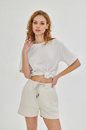 Kadın Konforlu %100 Pamuk Kısa Kollu Günlük Tişört