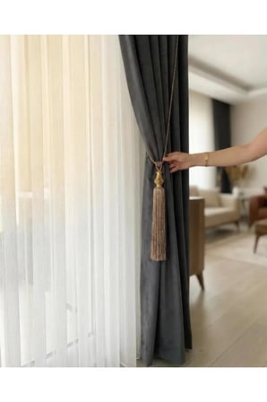 Gri Rengi Ada Fonluk 1/2.5 Orta Pileli Fon Perde | Sade ve Uyumlu Tasarım
