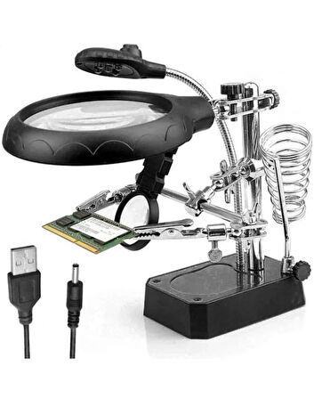 WellHise WH-800 Masa Üstü Ledli Büyüteç - Lehimleme ve Elektronik Çalışmalar İçin Yardımcı