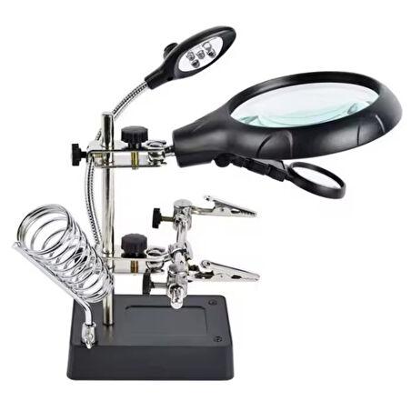 WellHise WH-800 Masa Üstü Ledli Büyüteç - Lehimleme ve Elektronik Çalışmalar İçin Yardımcı