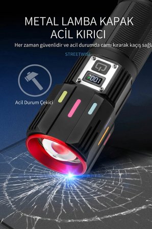 K-LIGHT KL-5241 Çok Fonksiyonlu Şarj Edilebilir LED El Feneri (3000 LM)