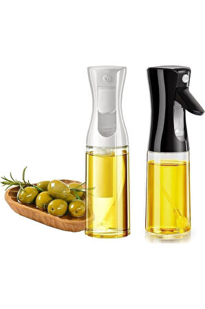 Dekorasyaa 2'li Çok Amaçlı Püskürtmeli Sprey Yağdanlık Cam Şişe 220ml - Siyah Beyaz