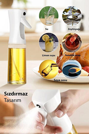 Dekorasyaa 2'li Çok Amaçlı Püskürtmeli Sprey Yağdanlık Cam Şişe 220ml - Siyah Beyaz