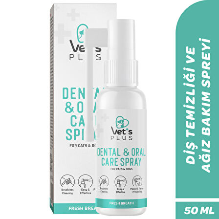 Vet's Plus Kedi ve Köpekler İçin Diş ve Ağız Bakım Spreyi 50ml