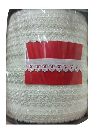 Çamaşır Lastiği Dantelli 1 cm 1 Metre Kırık Beyaz