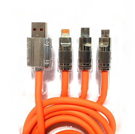 XClass K302 3 IN 1 Üçü Birarada Led Işıklı 5V /3,4A Hızlı Şarj ve Data Kablosu