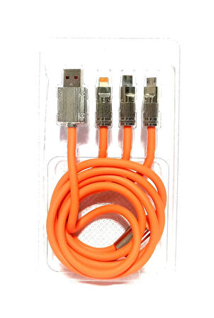 XClass K302 3 IN 1 Üçü Birarada Led Işıklı 5V /3,4A Hızlı Şarj ve Data Kablosu