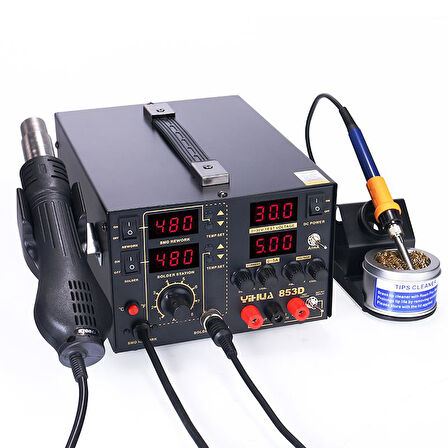 WELLHISE YIHUA 853D 30V 5A Güç Kaynaklı Sıcak Hava Üflemeli Havya İstasyonu