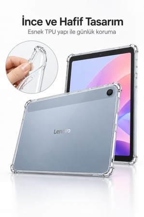 Lenovo Tab 10.1 2025 TB311FU / TB311XU Şeffaf Antişok Tablet Kılıfı – Köşe Korumalı Esnek Silikon Kılıf