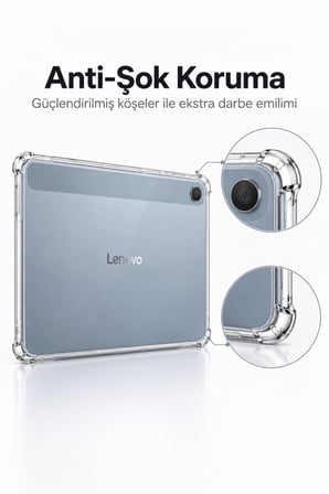 Lenovo Tab 10.1 2025 TB311FU / TB311XU Şeffaf Antişok Tablet Kılıfı – Köşe Korumalı Esnek Silikon Kılıf