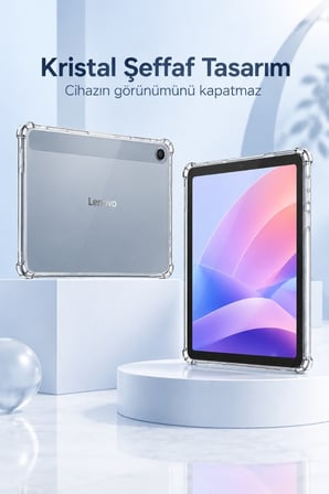 Lenovo Tab 10.1 2025 TB311FU / TB311XU Şeffaf Antişok Tablet Kılıfı – Köşe Korumalı Esnek Silikon Kılıf
