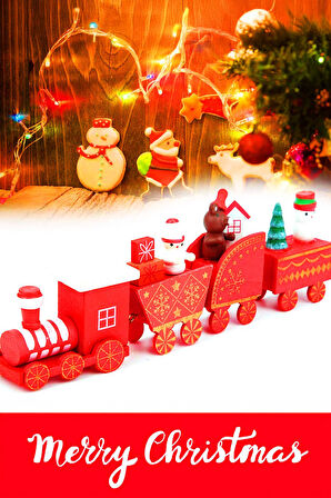 Yılbaşı Süsü Dekoratif Ahşap Noel Treni - Dekoratif ve Hediyelik  20 cm