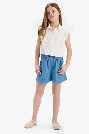 DeFacto Kız Çocuk Beli Lastikli Jean Şort B6386A825SMNM28