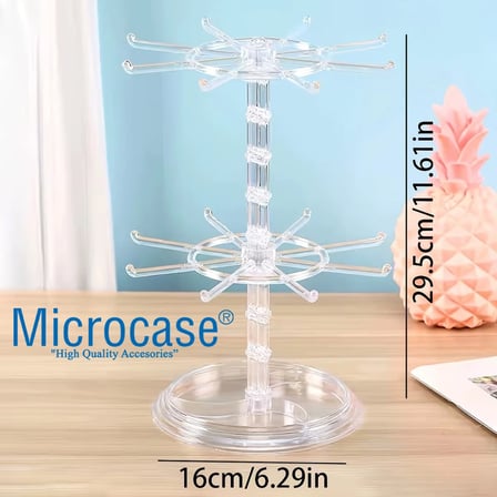 Microcase 3 Katlı Geniş Kapasiteli 360 Derece Döner Başlıklı Takı Aksesuar Standı AL5460 - SİYAH