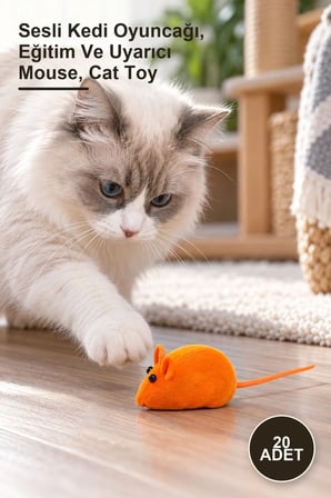 20 Adet Kedi Eğitim Oyun Faresi – Sesli Kedi Oyuncağı, Eğitim Ve Uyarıcı Mouse, Cat Toy